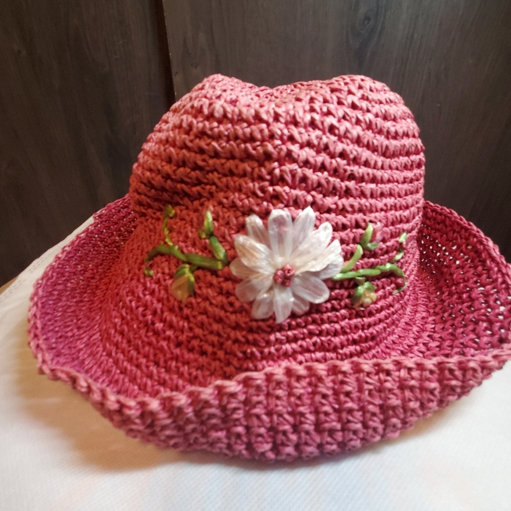 90s Blossom floppy hat raffia - Picture 1 of 3